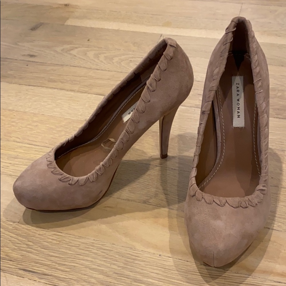 ZARA Collection Black Suede Stiletto Heels 6.5